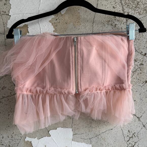Balletcore Pink Strapless Tulle Bustier Top Ruffle Corset Crop S NWT NBD Revolve - Picture 8 of 8